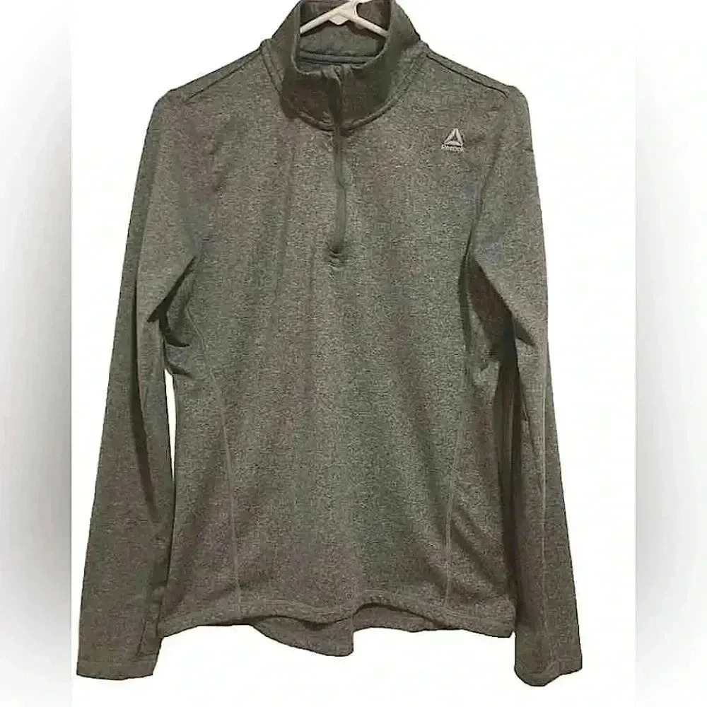 Reebok Womenโs Pullover Sweatshirt 1/4-zip Grey Sz. Large
